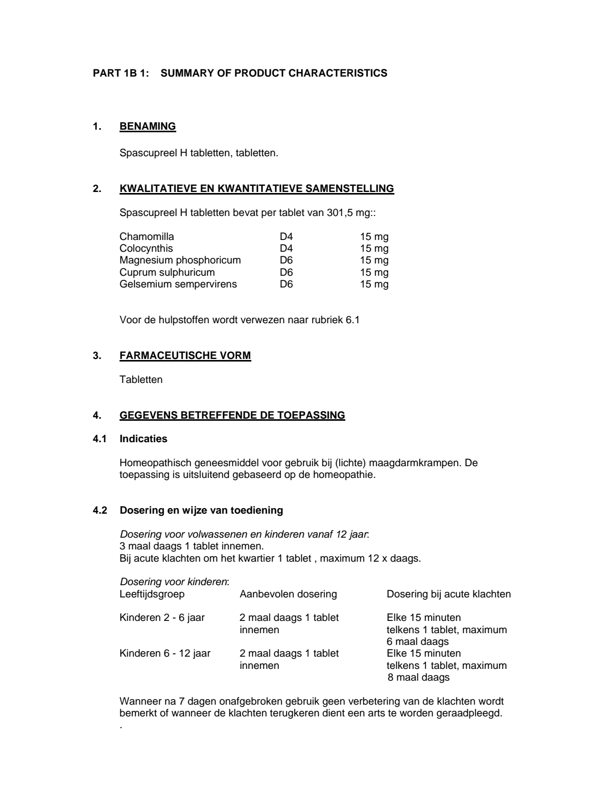 Spascupreel H Tabletten afbeelding van document #1, leaflet