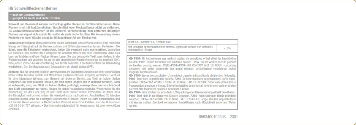Wasruimte Zweetvlekkenverwijderaar afbeelding van document #2, label