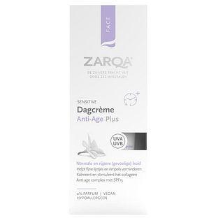 Zarqa Sensitive Dagcrème Anti-Age Plus 0% Parfum SPF15 50ML Zarqa Sensitive Dagcrème Anti-Age Plus 0% Parfum SPF15 50ML