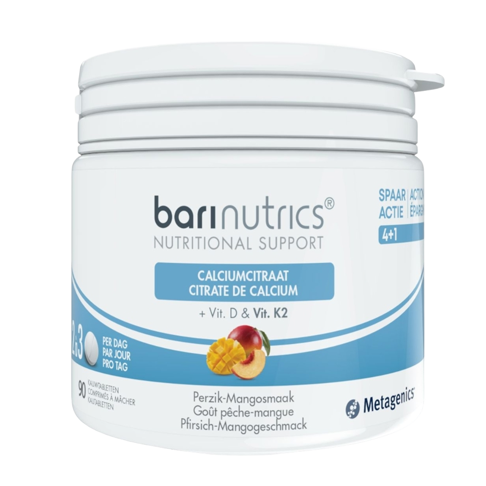 Metagenics Barinutrics Calciumcitraat + D & K2 Kauwtabletten 90KTB