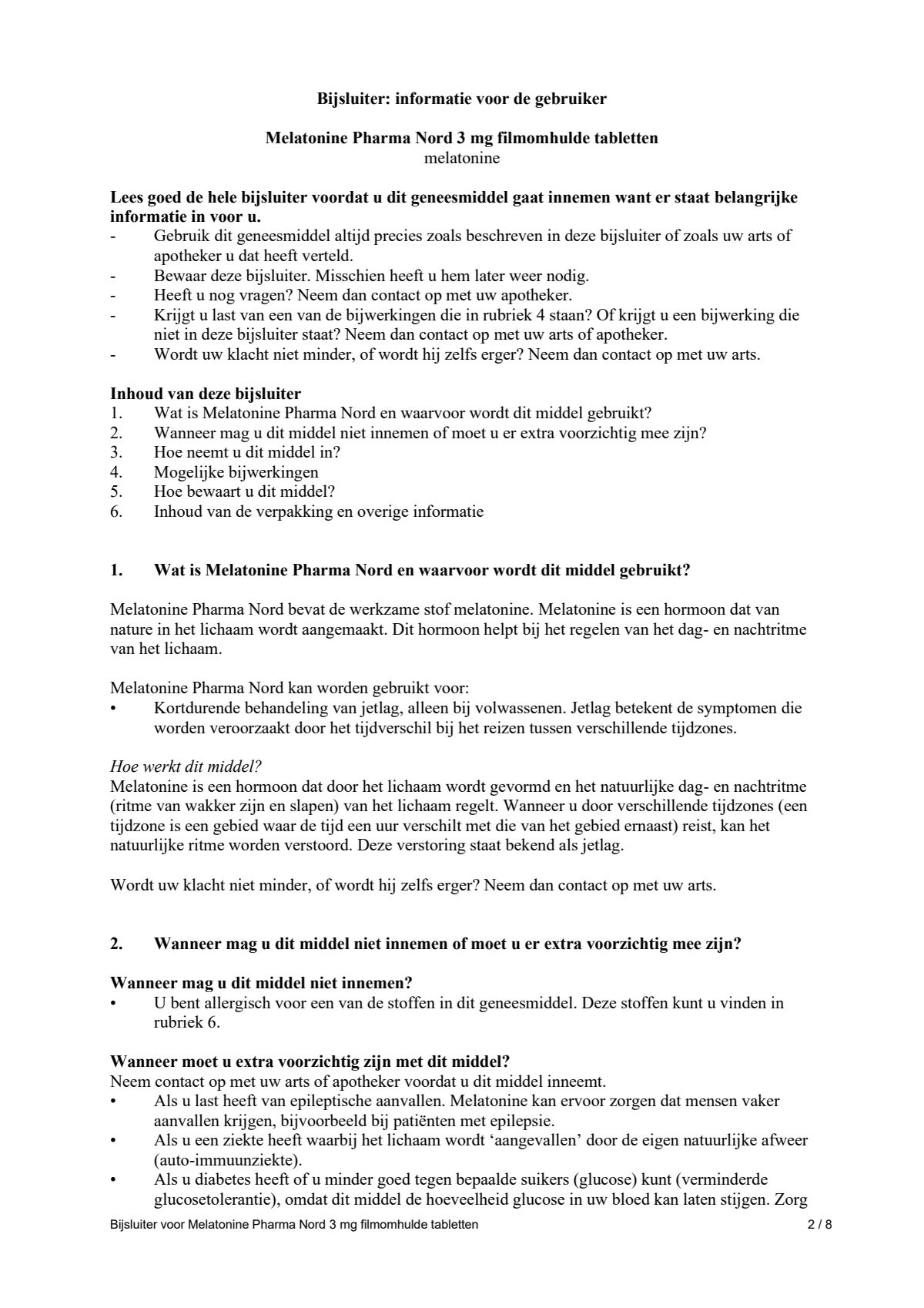 Melatonine 3mg Tabletten afbeelding van document #2, leaflet