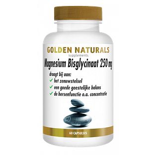 Golden Naturals Magnesium Bisglynaat 250mg Capsules 60VCP Golden Naturals Magnesium Bisglynaat 250mg Capsules 60VCP