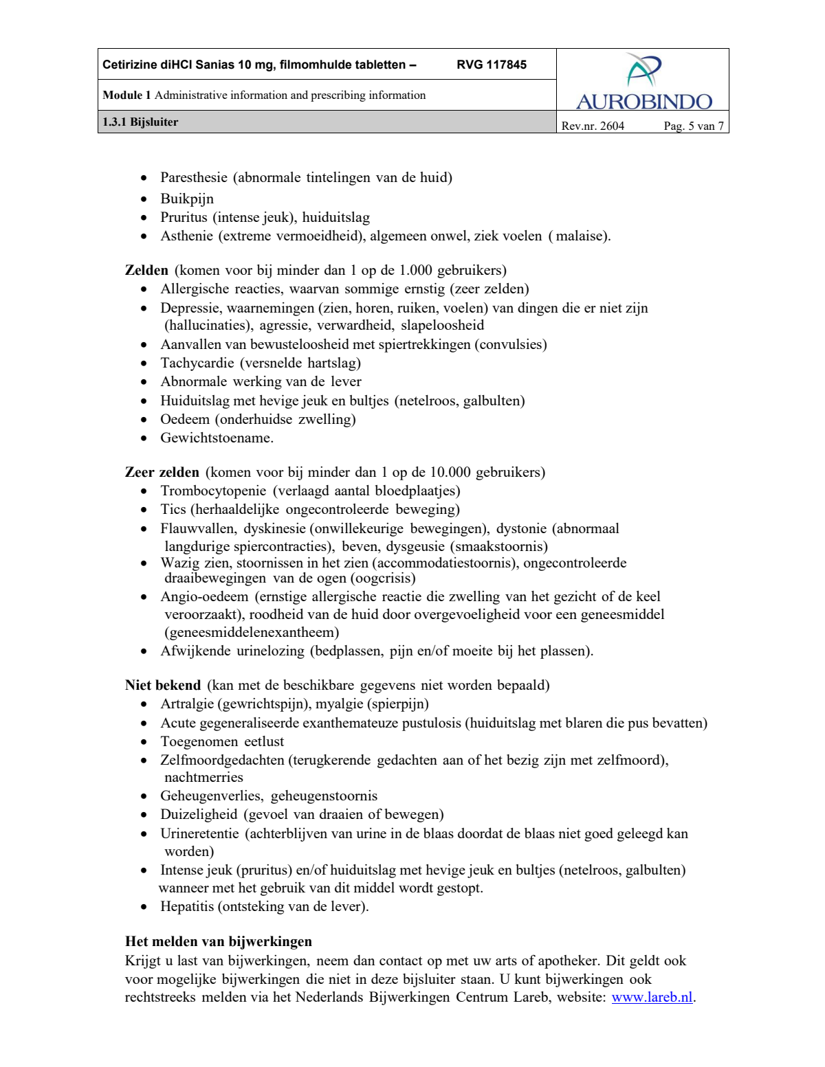 Cetirizine 10mg Tabletten - bij hooikoorts en vergelijkbare allergische reacties - afbeelding van document #5, leaflet