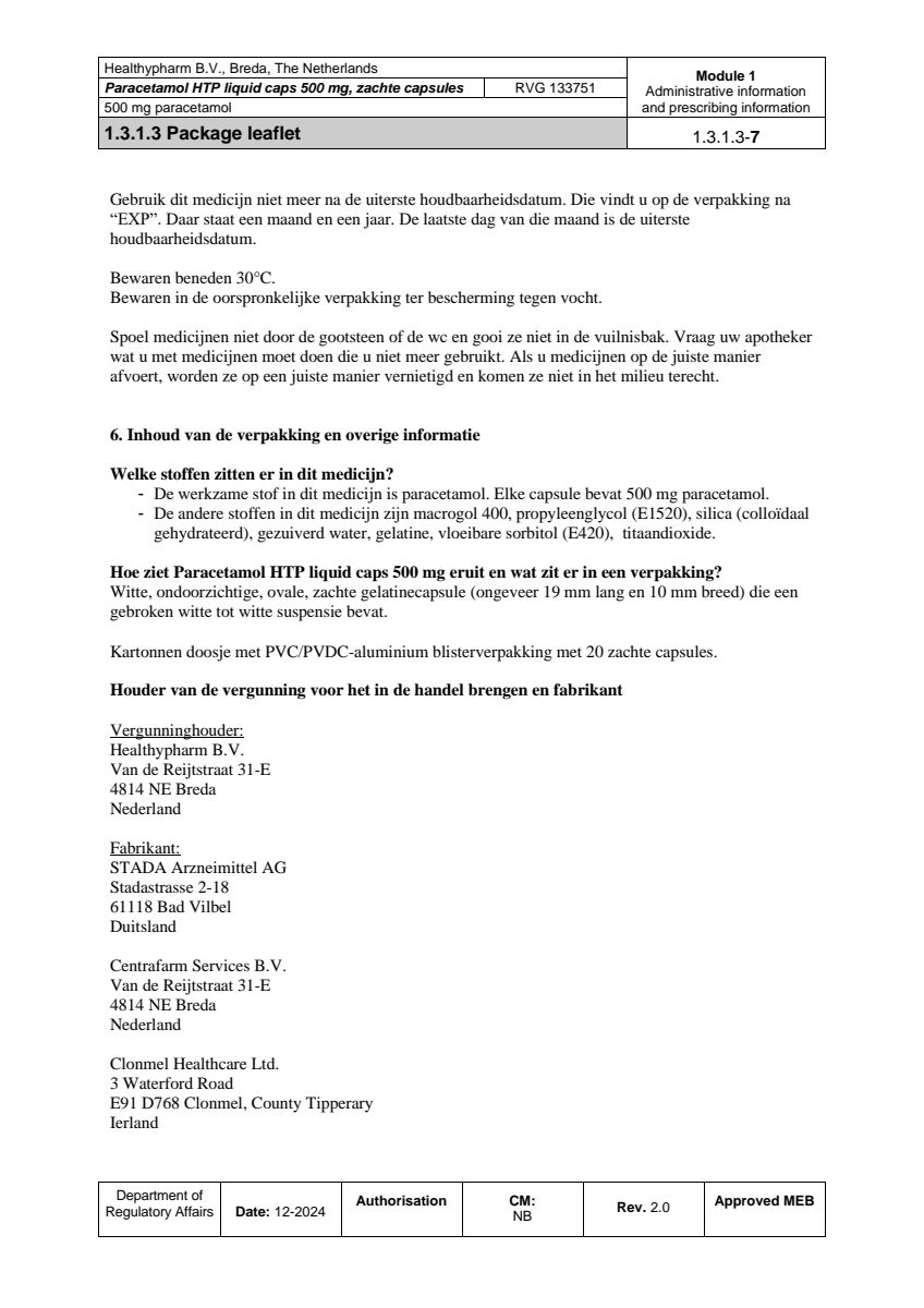 Paracetamol 500mg Liquid Capsules afbeelding van document #7, leaflet
