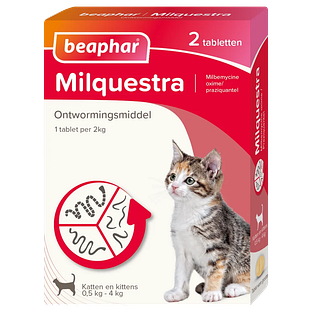 Beaphar Milquestra Ontwormingsmiddel Katten en Kittens 0.5 - 4KG 2ST Beaphar Milquestra Ontwormingsmiddel Katten en Kittens 0.5 - 4KG 2ST