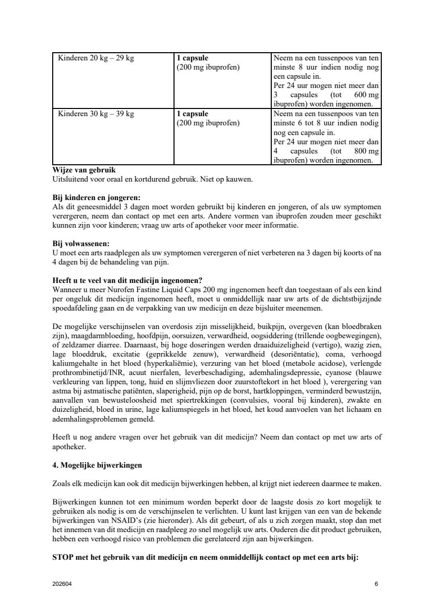 Fastine 200mg Ibuprofen Capsules afbeelding van document #6, leaflet