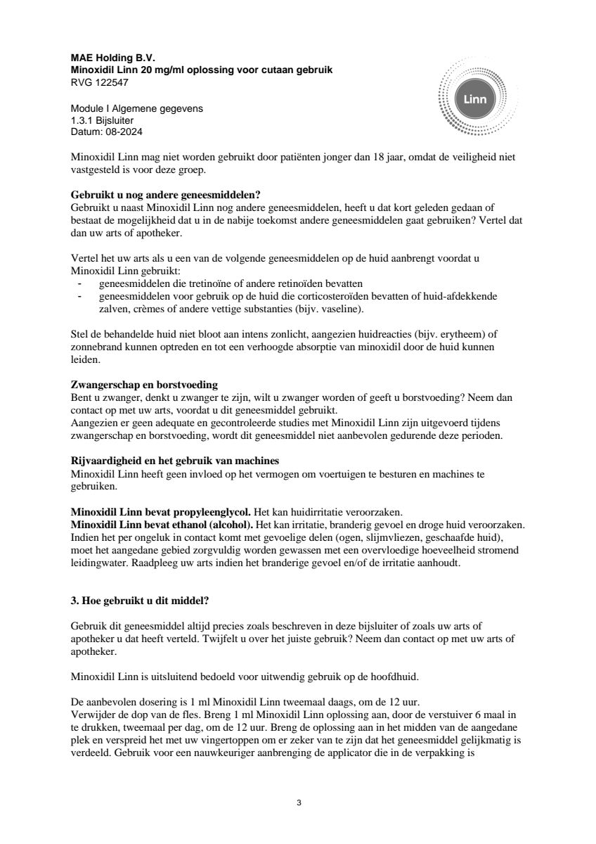 Minoxidil Linn 20 mg/ml oplossing afbeelding van document #3, leaflet
