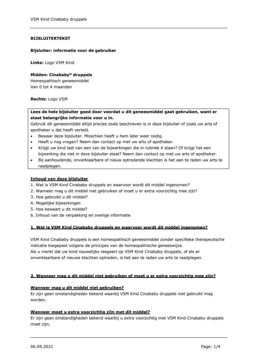 Kind 0-3 Cinababy Druppels afbeelding van document #1, leaflet