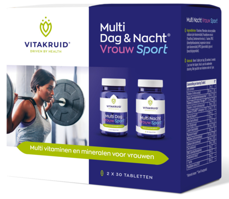 Vitakruid Multi Dag & Nacht Vrouw Sport 100% Vegan 2 x 30