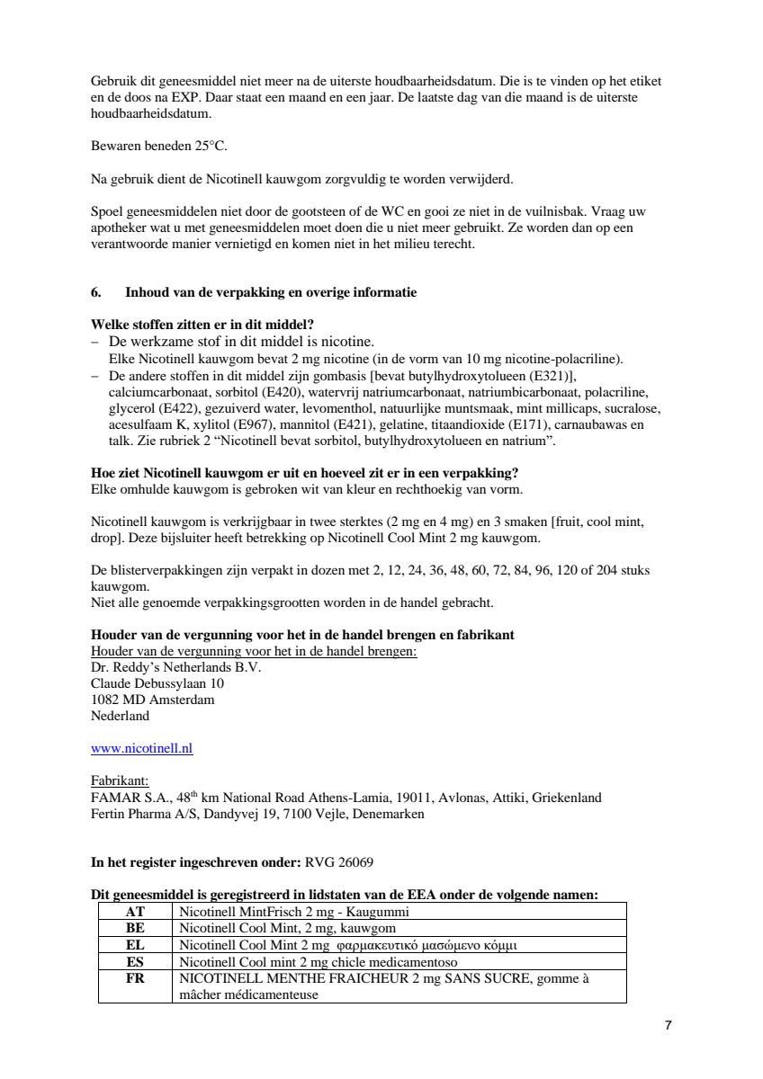 Kauwgom Cool Mint 2 mg Voordeelverpakking - voor stoppen met roken afbeelding van document #7, leaflet