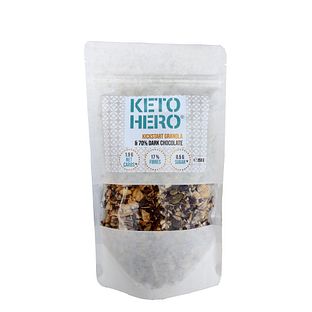 Keto Hero Kickstart Granola & 70% dark Chocolate 250GR Keto Hero Kickstart Granola & 70% dark Chocolate 250GR