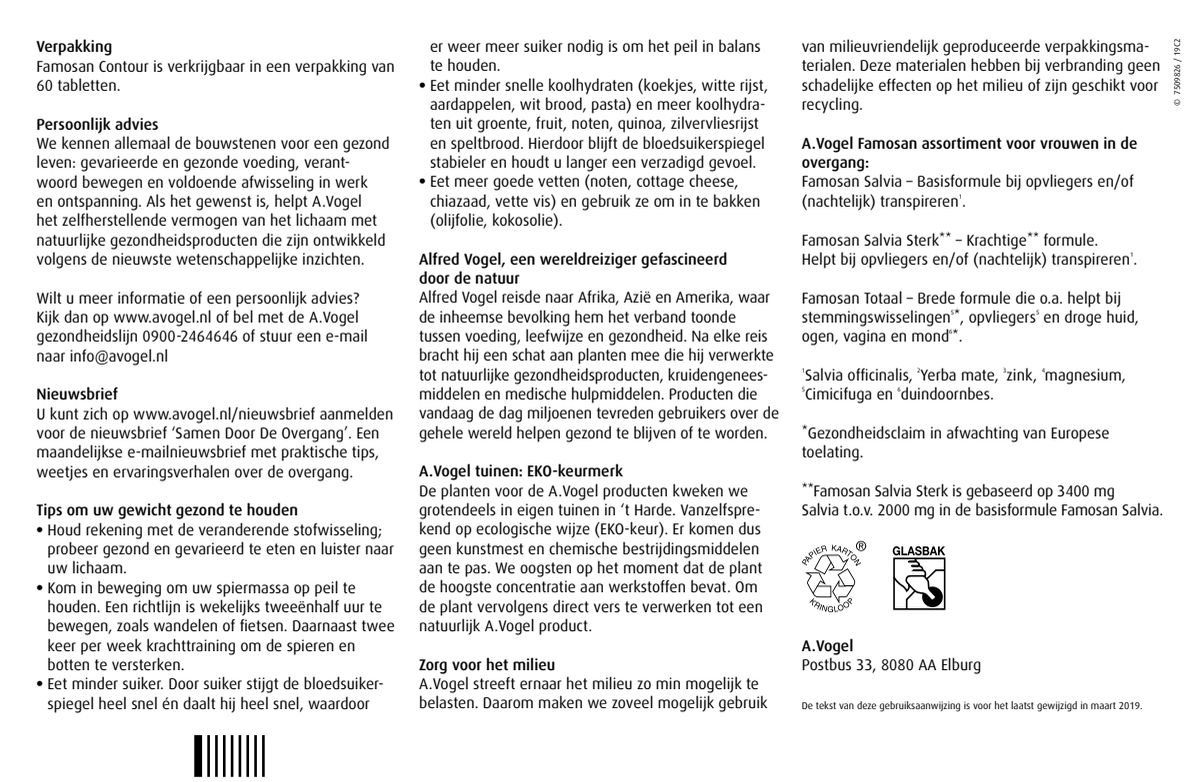 Famosan Overgang Totaal Tabletten 60ST + Overgang Gewichtsbeheersing* Tabletten 60TB Combiverpakking afbeelding van document #2, instructions