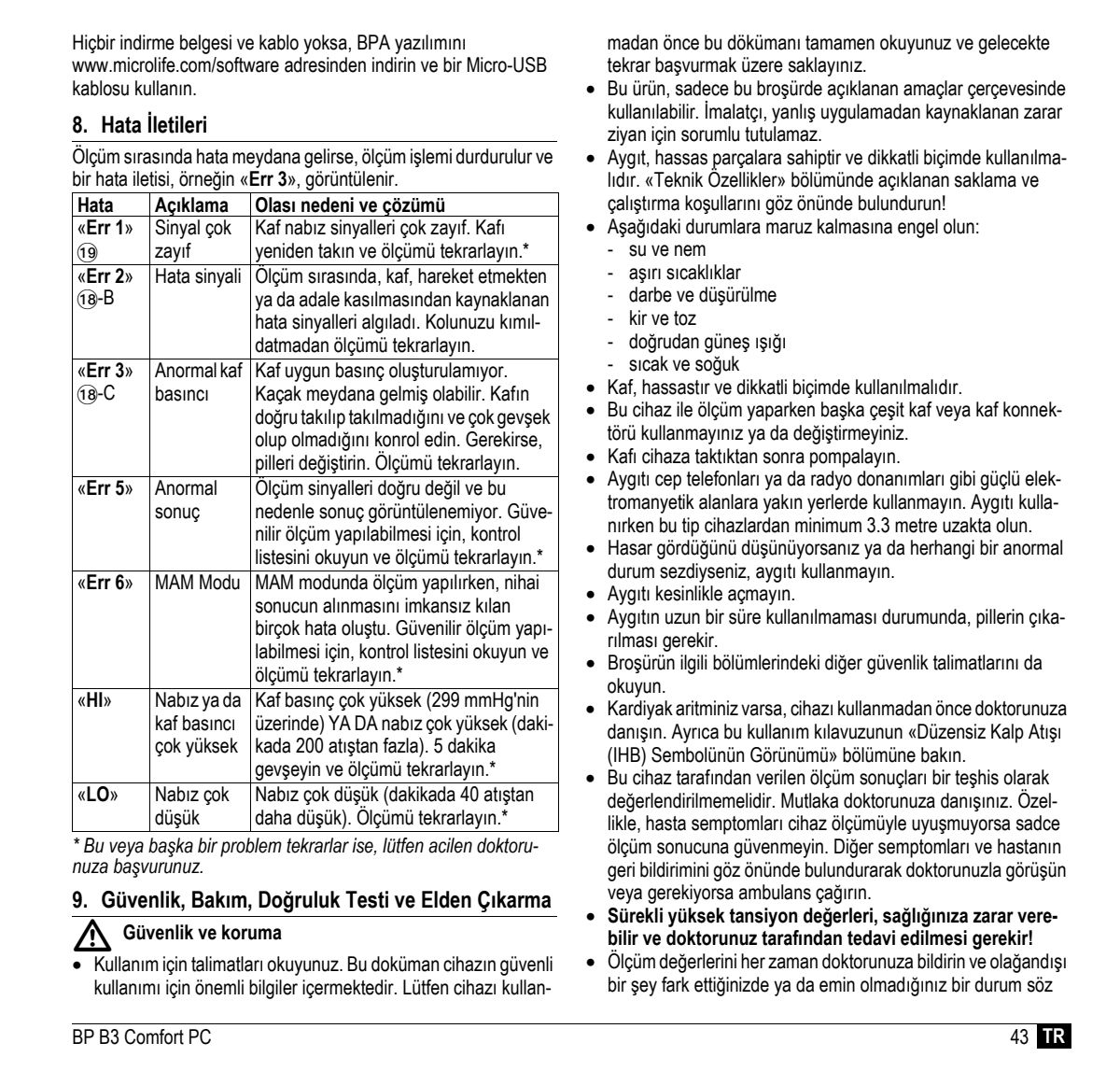 Microlife BP Bloeddrukmeter B3 Comfort PC afbeelding van document #45, instructions