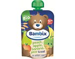 Bambix Bio Knijpzakje Appel, Perzik, Banaan, Peer en Haver 10+ 100GR