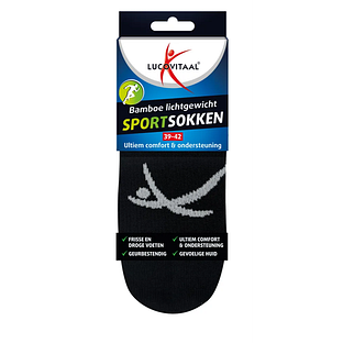 Lucovitaal Sportsokken Bamboe Zwart 39-42 1PR Lucovitaal Sportsokken Bamboe Zwart 39-42 1PR