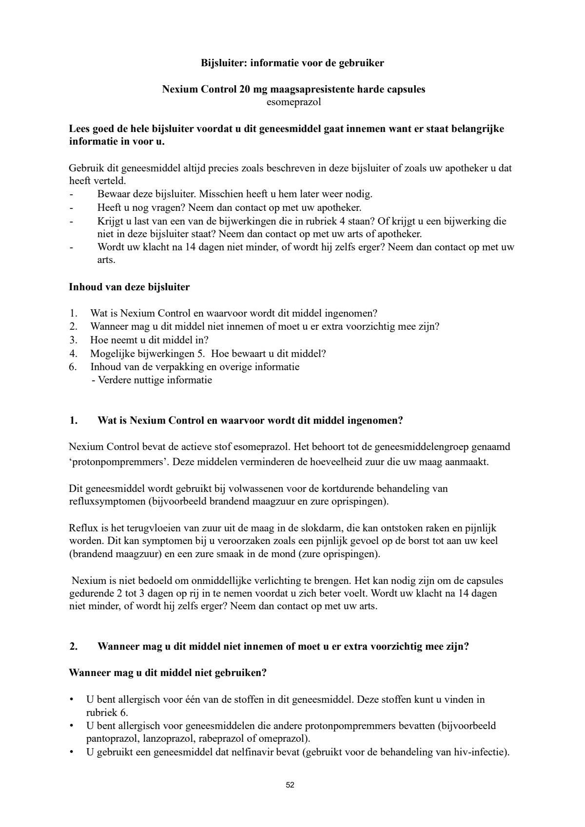 Control Tabletten - voor brandend maagzuur afbeelding van document #52, leaflet