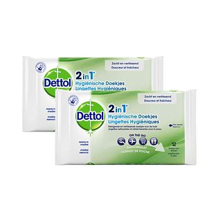 Dettol 2in1 Hygiënisch Doekjes Duo 2x12ST