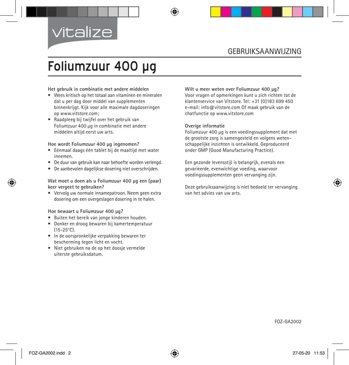Foliumzuur 400mcg Tabletten afbeelding van document #2, instructions