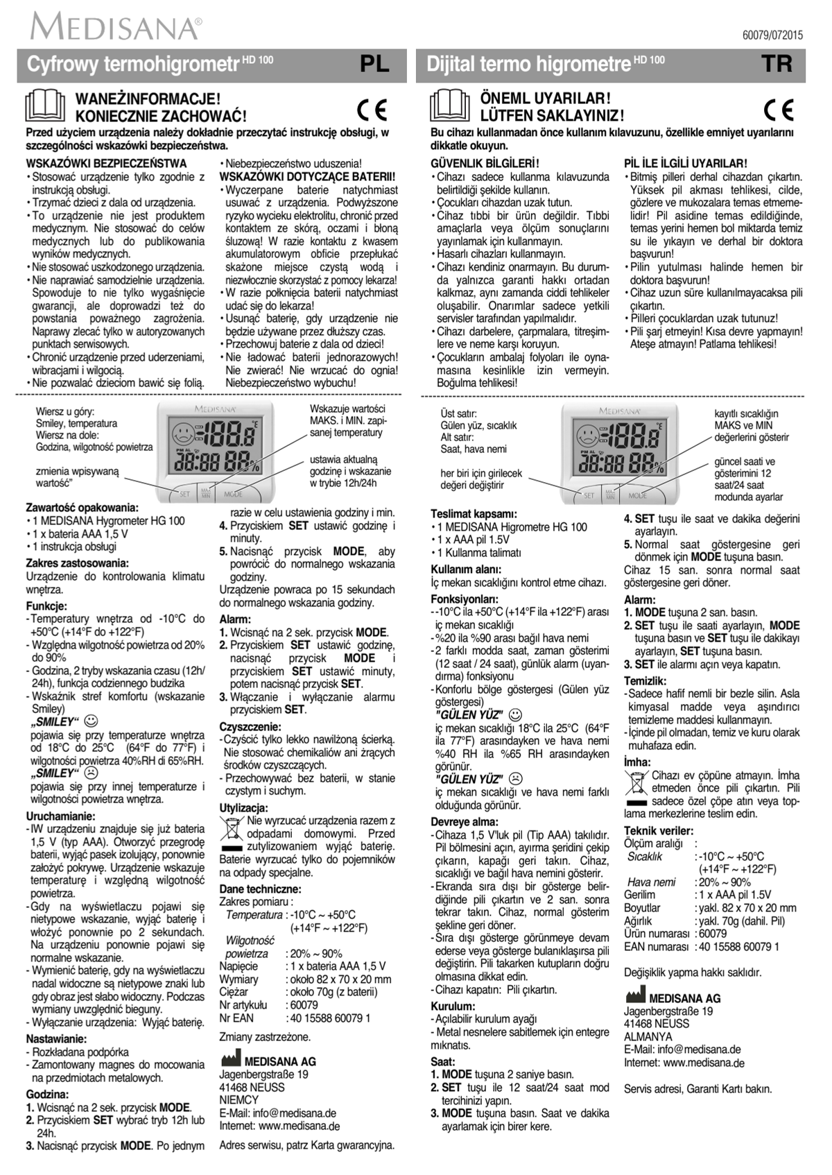 HG 100 Digitale thermohygrometer afbeelding van document #7, instructions
