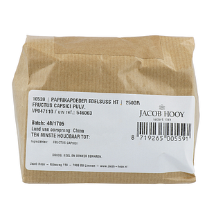 Jacob Hooy Paprika Poeder Edelsuss 250GR Jacob Hooy Paprika Poeder Edelsuss 250GR