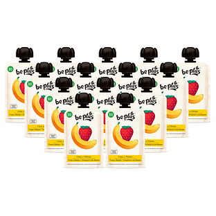 Be Plus Knijpfruit Strawberry & Banana Multiverpakking 14x100GR