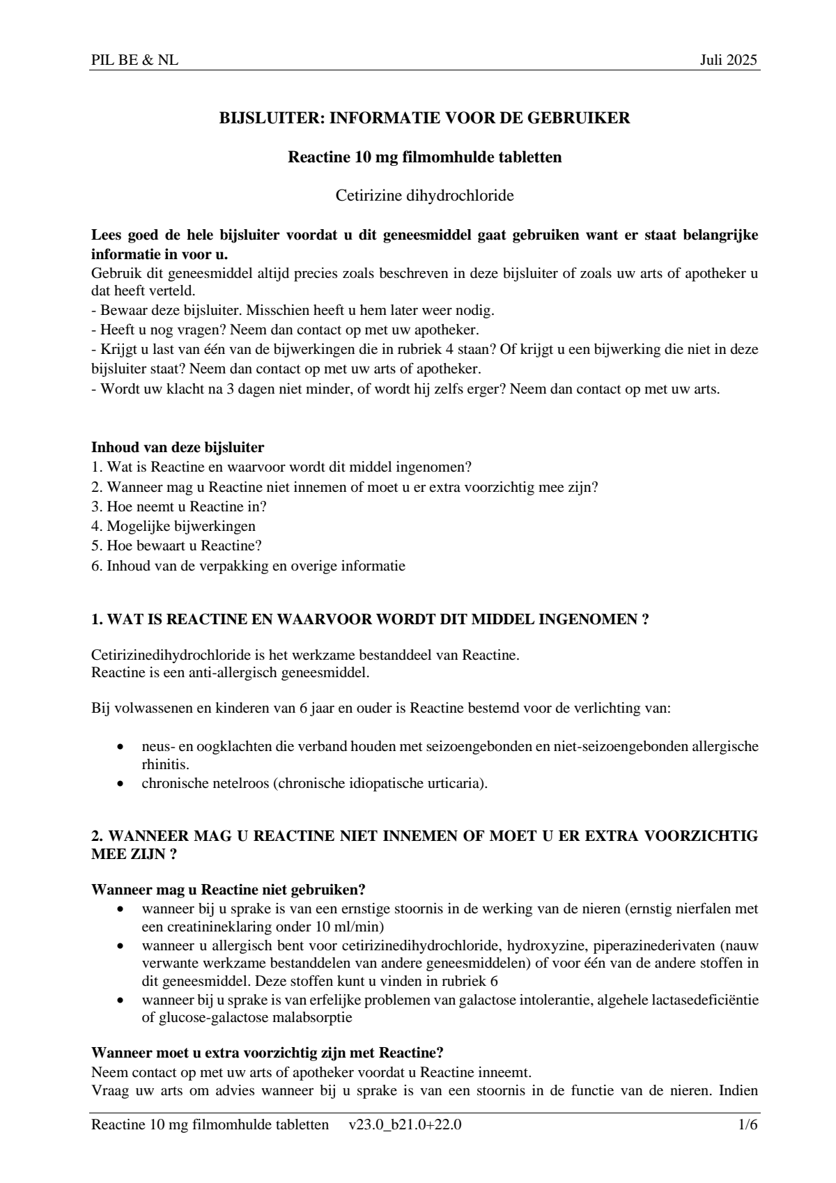 Cetirizine 10mg Tabletten afbeelding van document #1, leaflet
