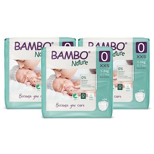 Bambo Nature Luiers Maat 0 XXS Multiverpakking 3x24ST