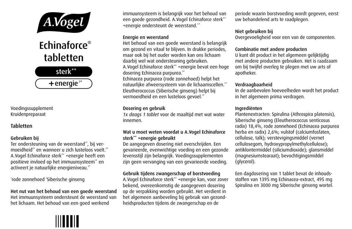 Echinaforce Sterk** + Energie* Tabletten afbeelding van document #1, instructions