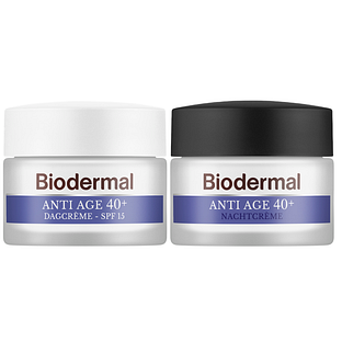 Biodermal Combiset Biodermal Anti Age 40+ Gezichtsverzorgingsroutine - Dag- en Nachtcrème - 2 stuks