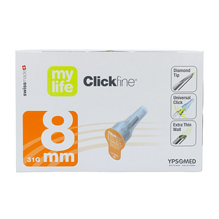 Mylife Clickfine DiamondTip Pennaald 8mm (31G) 100ST Mylife Clickfine DiamondTip Pennaald 8mm (31G) 100ST