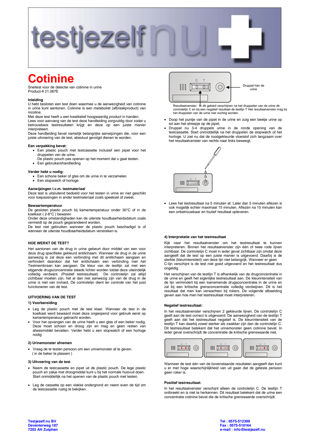 Drugstest Cotinine (Nicotine) afbeelding van document #1, instructions