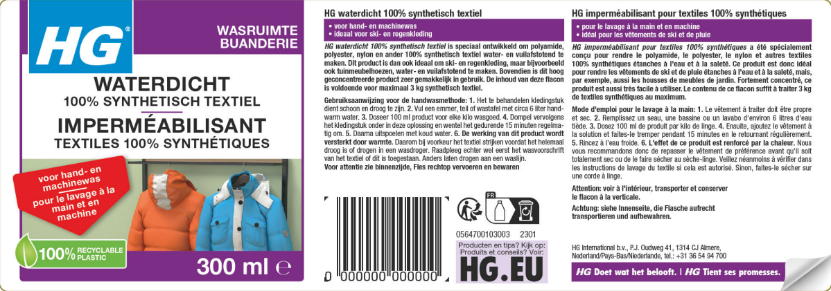 Wasruimte Waterdicht 100% Synthetisch Textiel afbeelding van document #1, label