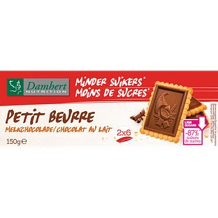 Damhert minder suikers Petit Beurre melkchocolade 125GR