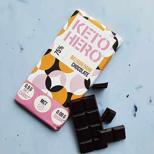 Keto Hero 75% Belgian Dark Chocolate 100GR Keto Hero 75% Belgian Dark Chocolate 100GR