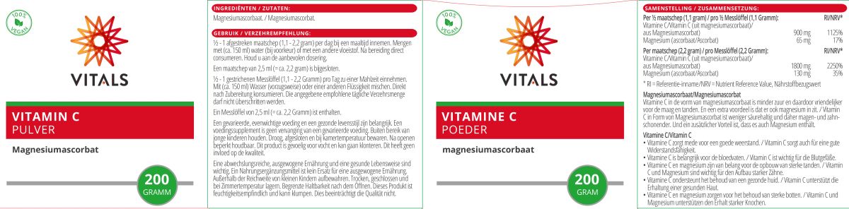 Vitamine C Poeder Magnesiumascorbaat afbeelding van document #1, label