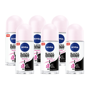 Nivea Black & White Invisible Original Roll-on Voordeelverpakking 6x50ML