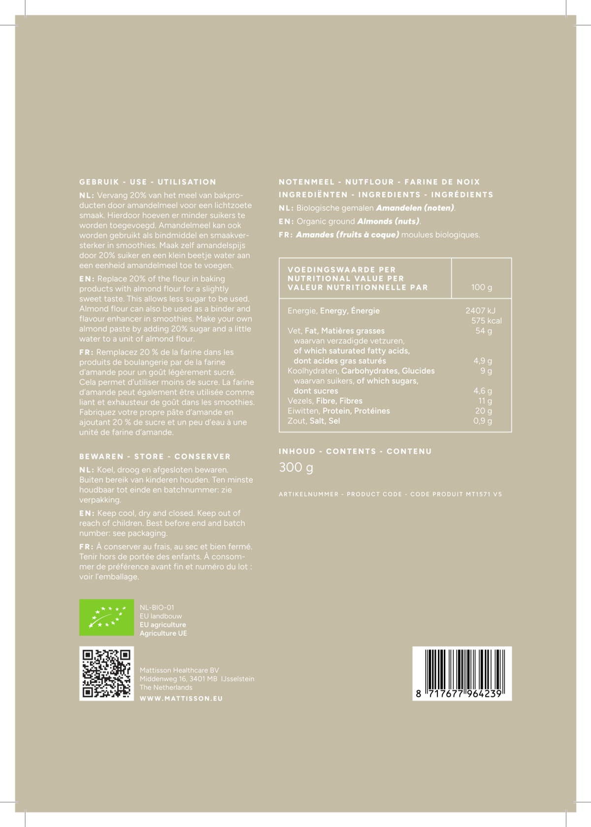 Biologische Amandelmeel afbeelding van document #1, label
