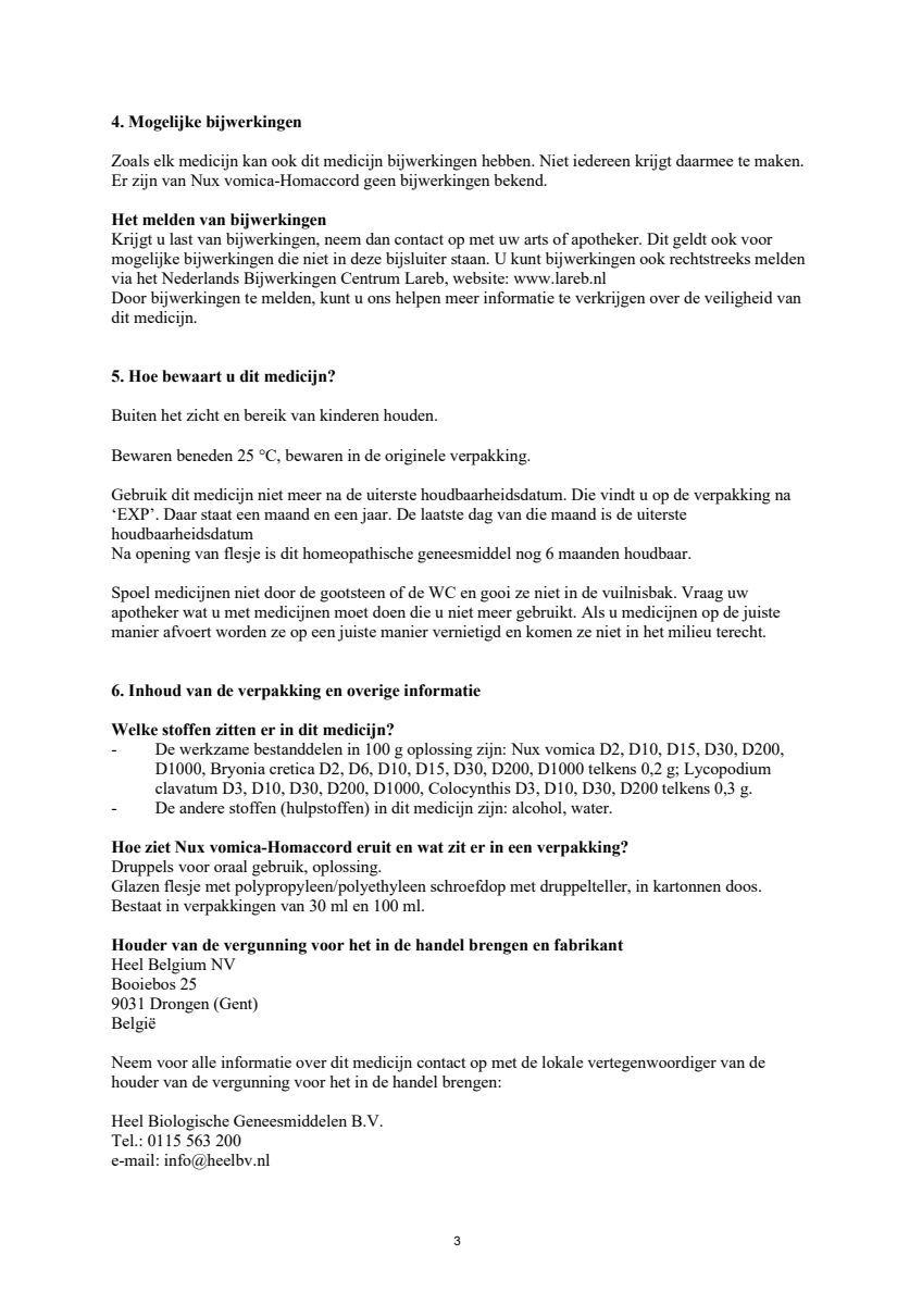 Nux Vomica Homaccord afbeelding van document #3, leaflet