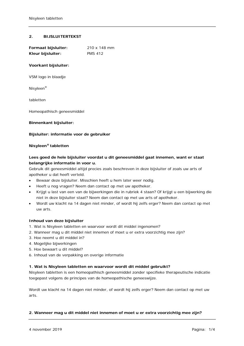 Nisyleen Tabletten afbeelding van document #1, leaflet
