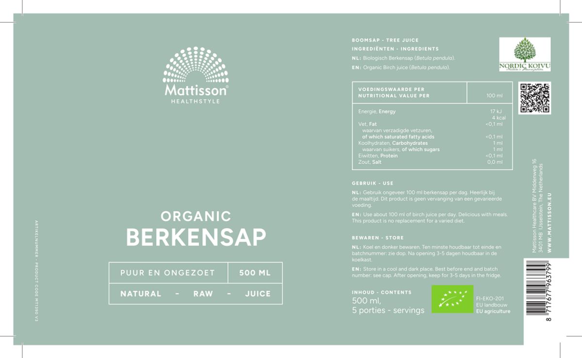 Biologisch Absolute Berkensap afbeelding van document #1, label