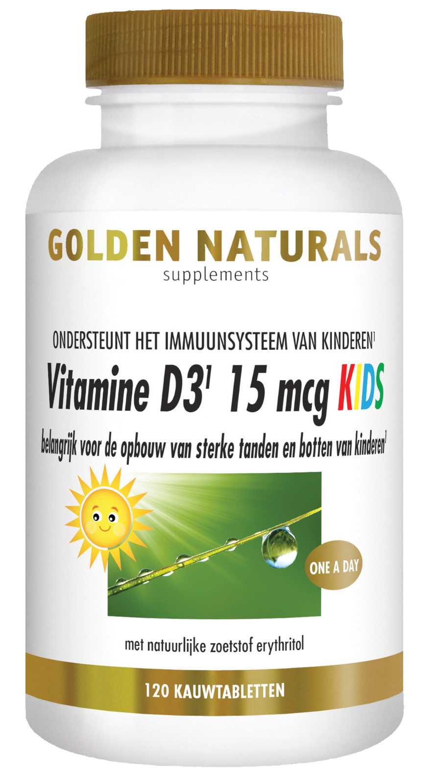 Golden Naturals Vitamine D3 15 mcg Kids Kauwtabletten afbeelding