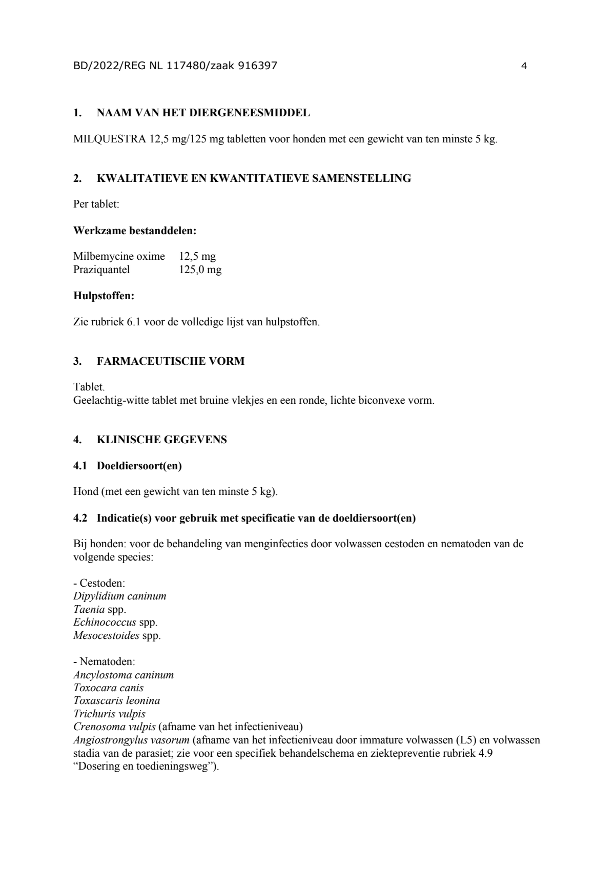 Milquestra Ontwormingsmiddel Honden vanaf 5KG afbeelding van document #4, leaflet