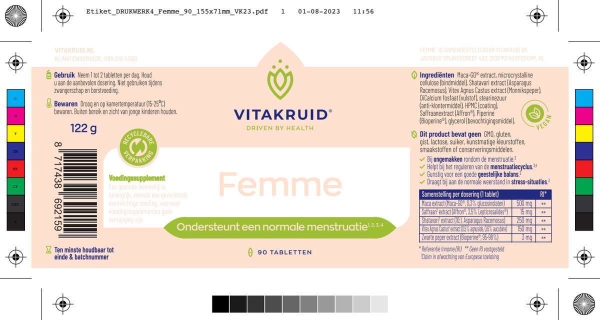 Femme Hormoon support oa Maca & Saffraan afbeelding van document #1, label