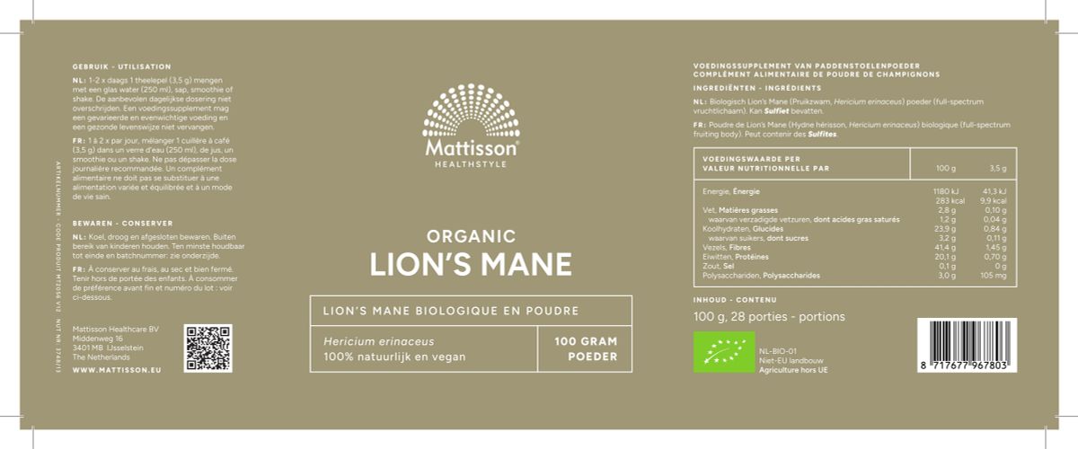 Lion's Mane Poeder afbeelding van document #1, label