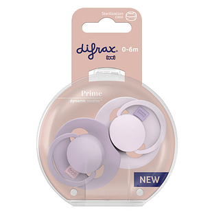 Difrax LOVI Prime Pacifier 0-6 Months - Lilac/Violet 2ST