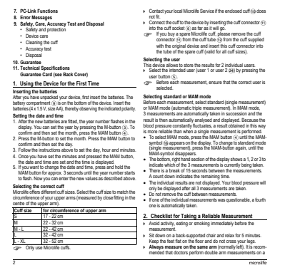 Microlife BP Bloeddrukmeter B3 Comfort PC afbeelding van document #4, instructions