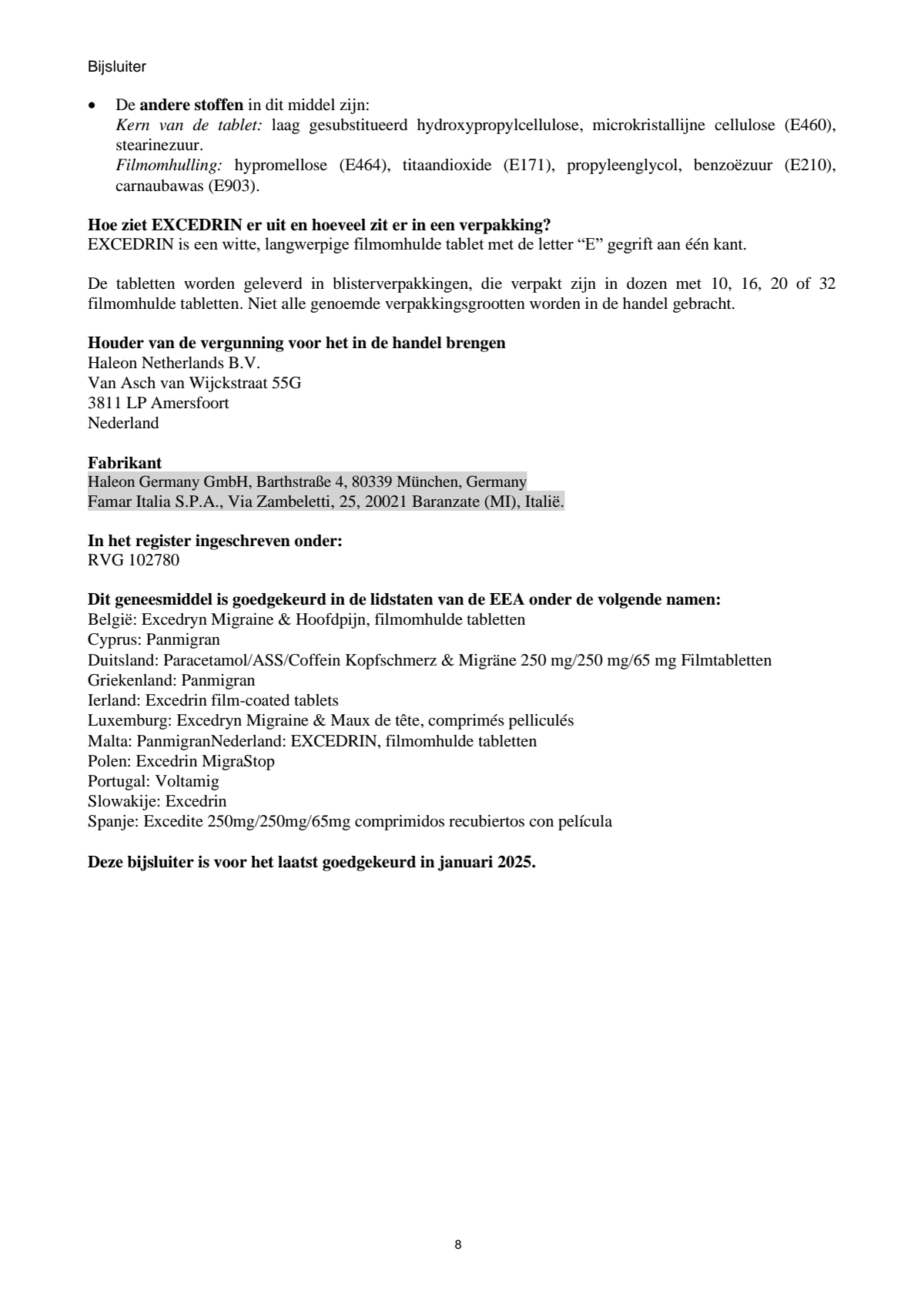 Filmomhulde Tabletten, bij migraine en hoofdpijn afbeelding van document #8, leaflet