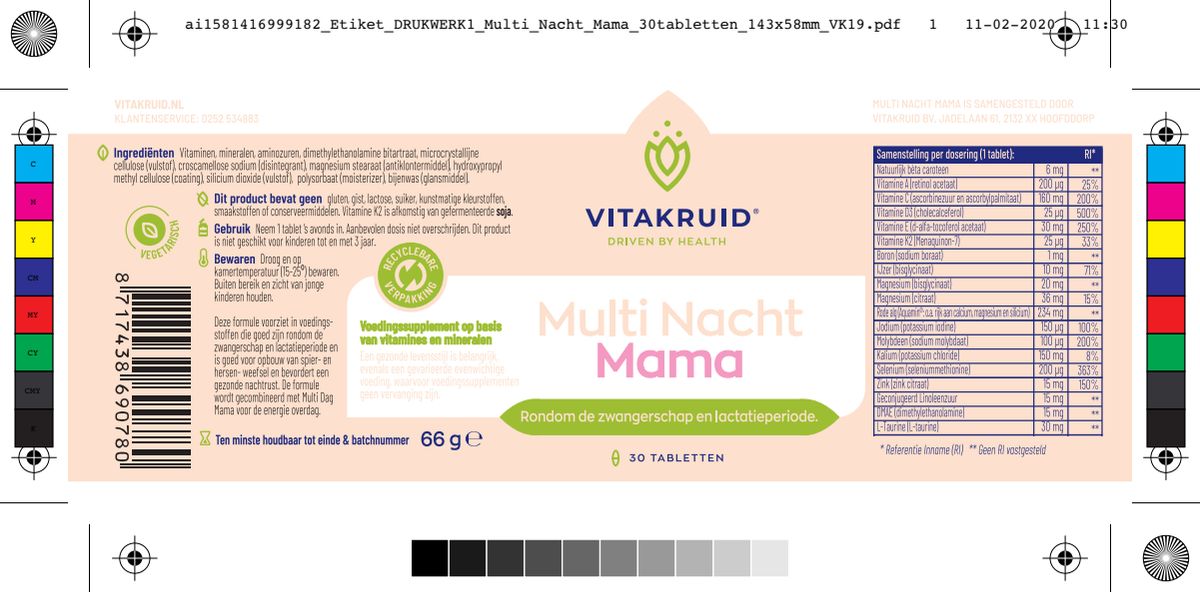 Multi Dag & Nacht Mama 100% Vegan 2 x 30 afbeelding van document #1, label