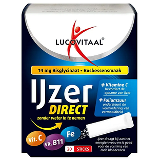 Lucovitaal IJzer Bisglycinaat Direct Bosbessensmaak Sticks 20ST