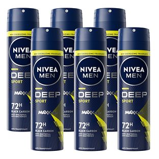 Nivea Men Deep Sport Deodorant Spray Voordeelverpakking 6x150ML Nivea Men Deep Sport Deodorant Spray Voordeelverpakking 6x150ML